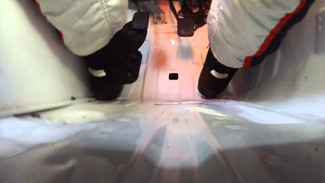 Race car left foot braking & heel/toe downshifting @ Mazda Raceway Laguna Seca - Spec Miata