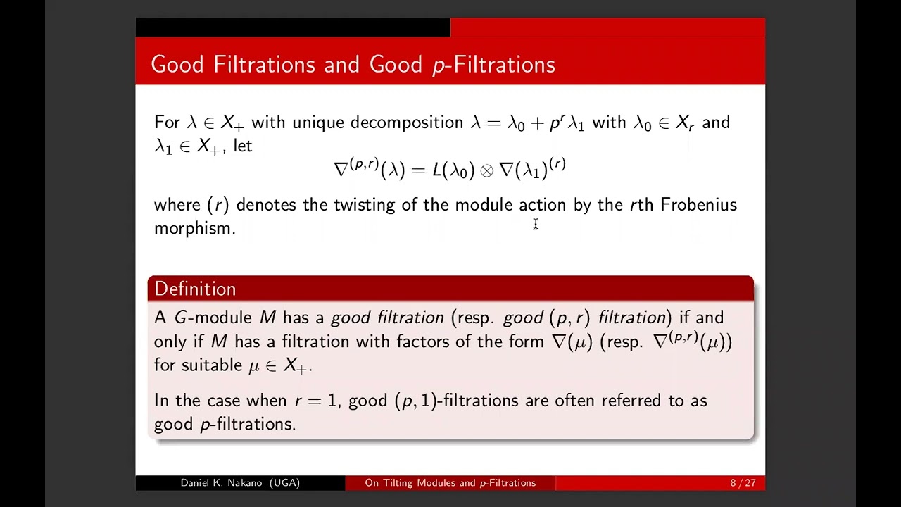 Daniel Nakano- ON TILTING MODULES AND p-FILTRATIONS