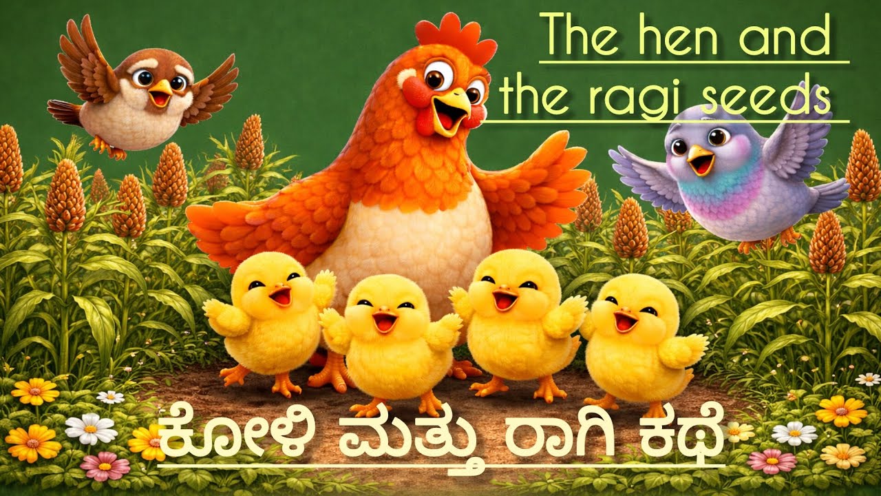 The hen and the ragi seeds/ಕೋಳಿ ಮತ್ತು ರಾಗಿ ಕಥೆ☺️