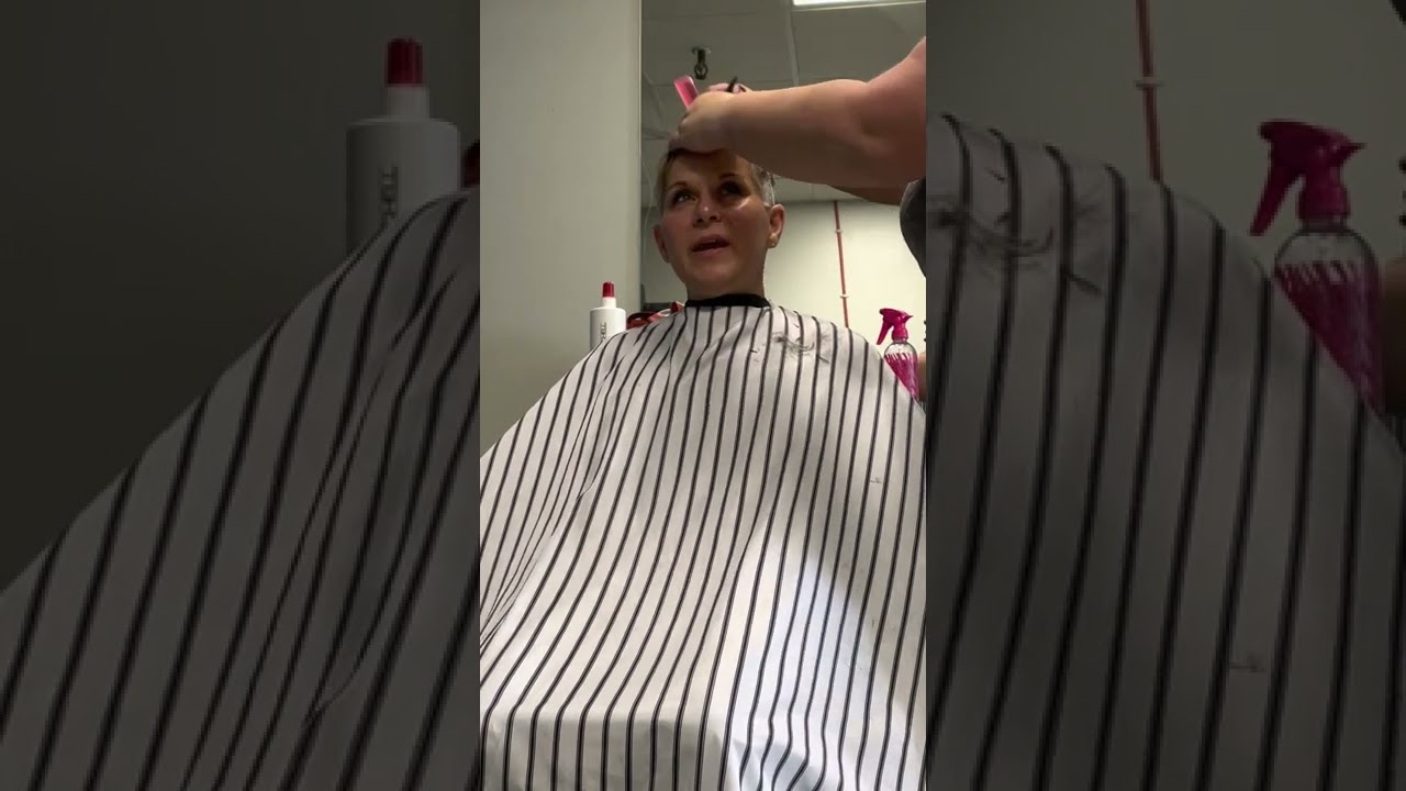 Very short ladies barbershop clipper cut