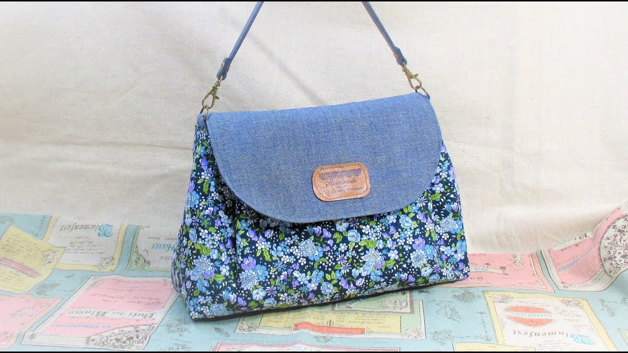 蓋付き手提げバッグ作り方　handbag　ショルダー紐を付けてショルダーバッグにも