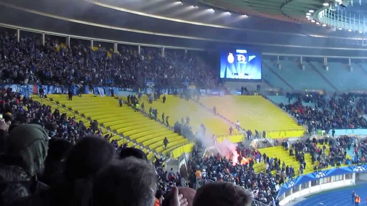 Riot and fires of Zenit's fans. Austria Wien - Zenit St. Petersburg 11.12.2013.