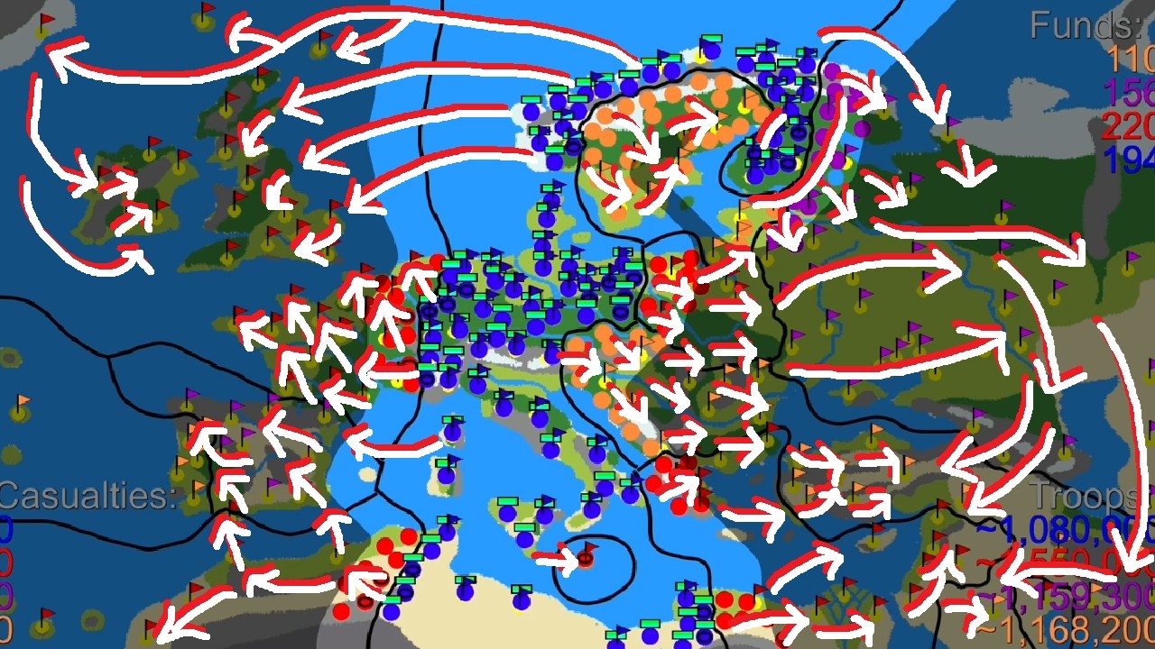 When You Want To Play HOI4 But Don't Have HOI4 $$: War Of Dots - Custom European Map (Blue Gameplay)