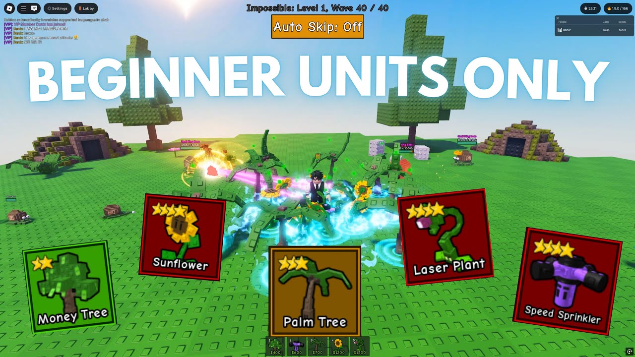 I Used Beginner Units Only To Beat Survival Mode IMPOSSIBLE (Farm) on Roblox Garden Tower Defense!