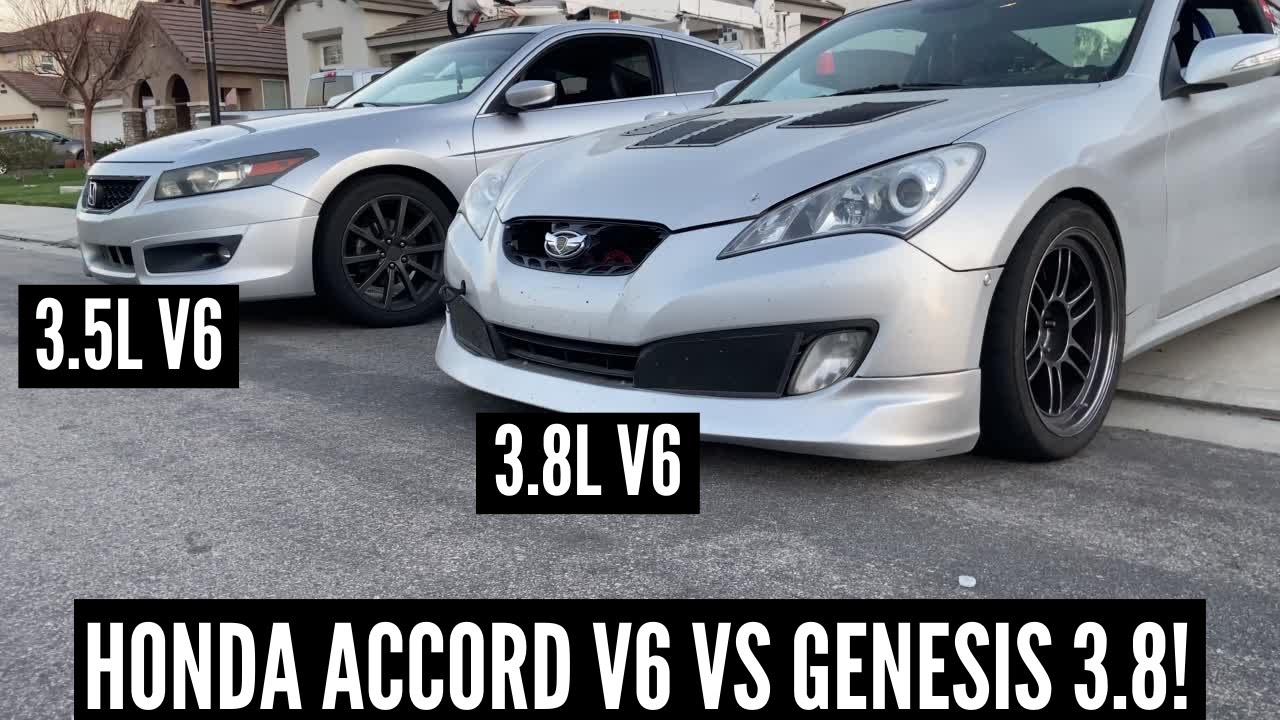 WHICH IS FASTER: 3.8L V6 VS 3.5L V6! | 2008 Honda Accord V6 Coupe vs 2010 Hyundai Genesis 3.8 Coupe