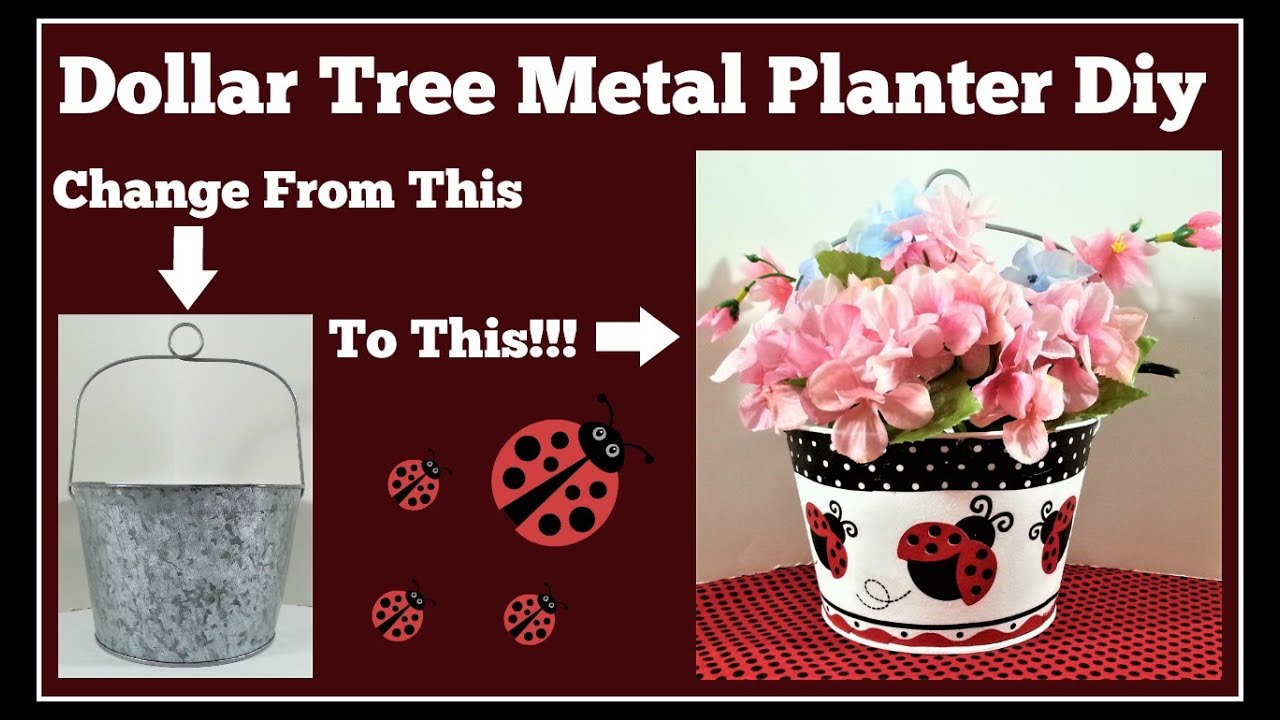 Dollar Tree Metal Planter Diy /Easy Decoupage Project