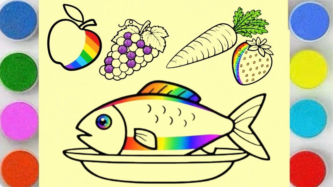Sand Painting | Beautiful Creations Fruits, Fish & Vegetables for kids & Toddlers