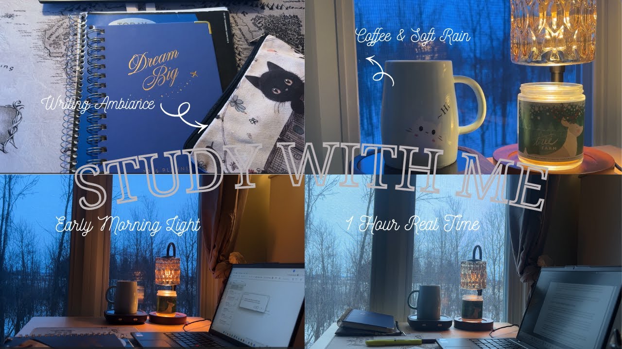 60 Minutes of Deep Focus | Blue Hour & Soft Rain 🌧️ | Study With Me