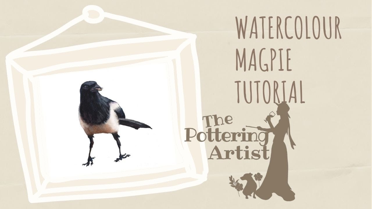 Watercolor Magpie Tutorial, how to paint birds in watercolor - REALTIME