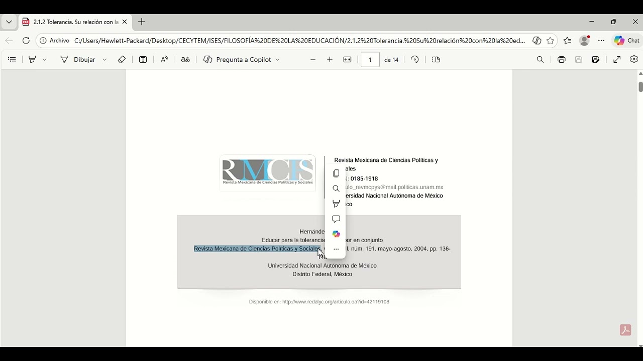 Referencia bibliográfica de una revista en formato apa séptima edición.