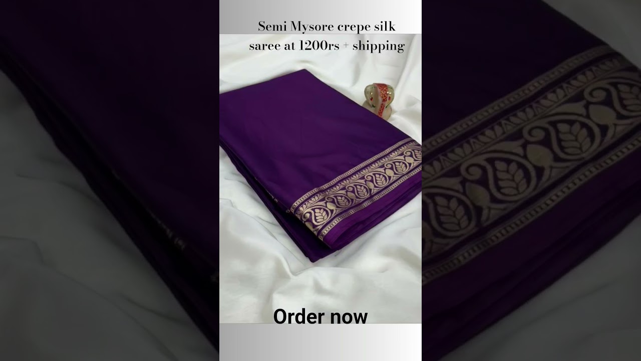 Soft. Shiny. Stunning. Mysore Crepe Silk Sarees at ₹1200 + shipping #saree#sareelover#mysoresilk