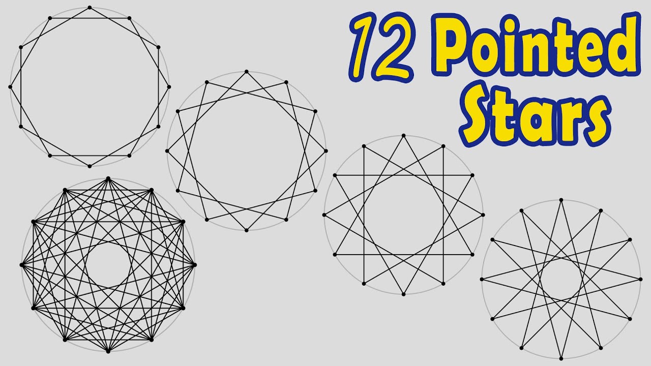 How to Draw a Twelve Pointed Star (12/2 - 12/3 - 12/4 and 12/5)