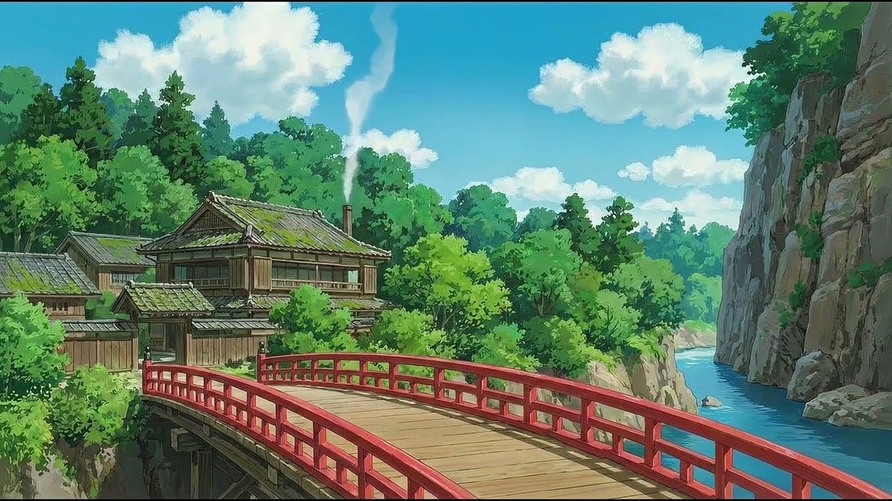 Bridge to the Spirit World ⛩️ Studio Ghibli Aesthetic | Nostalgic Piano & River Ambient [3 Hours]