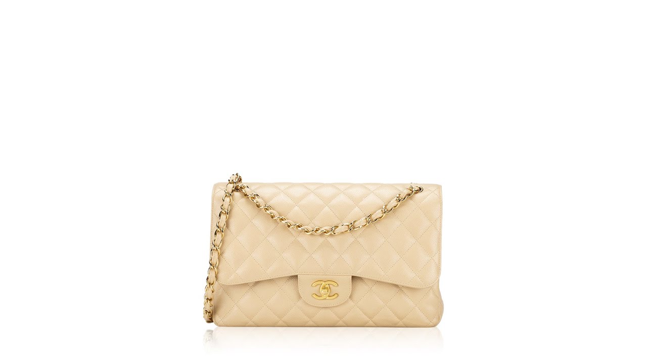 Chanel Caviar Classic Jumbo Double Flap Bag Beige