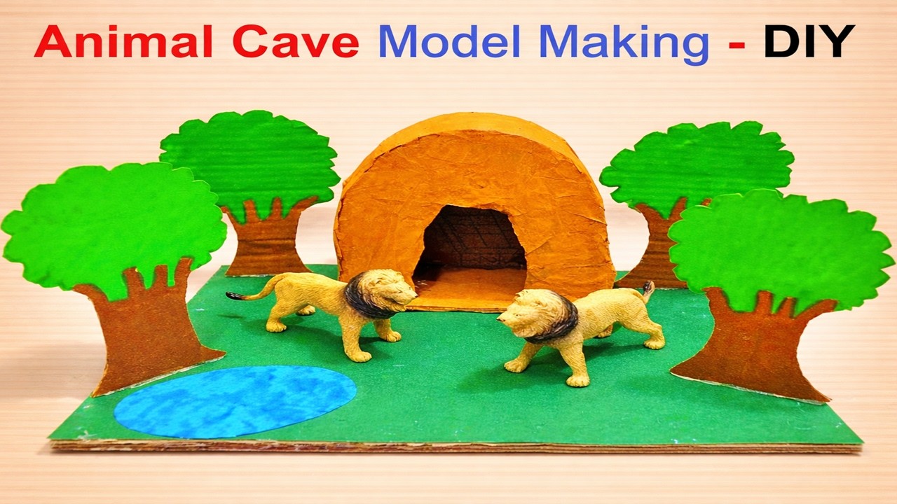 animal cave model making using cardboard  ideas | science project |  best out of waste | howtofunda
