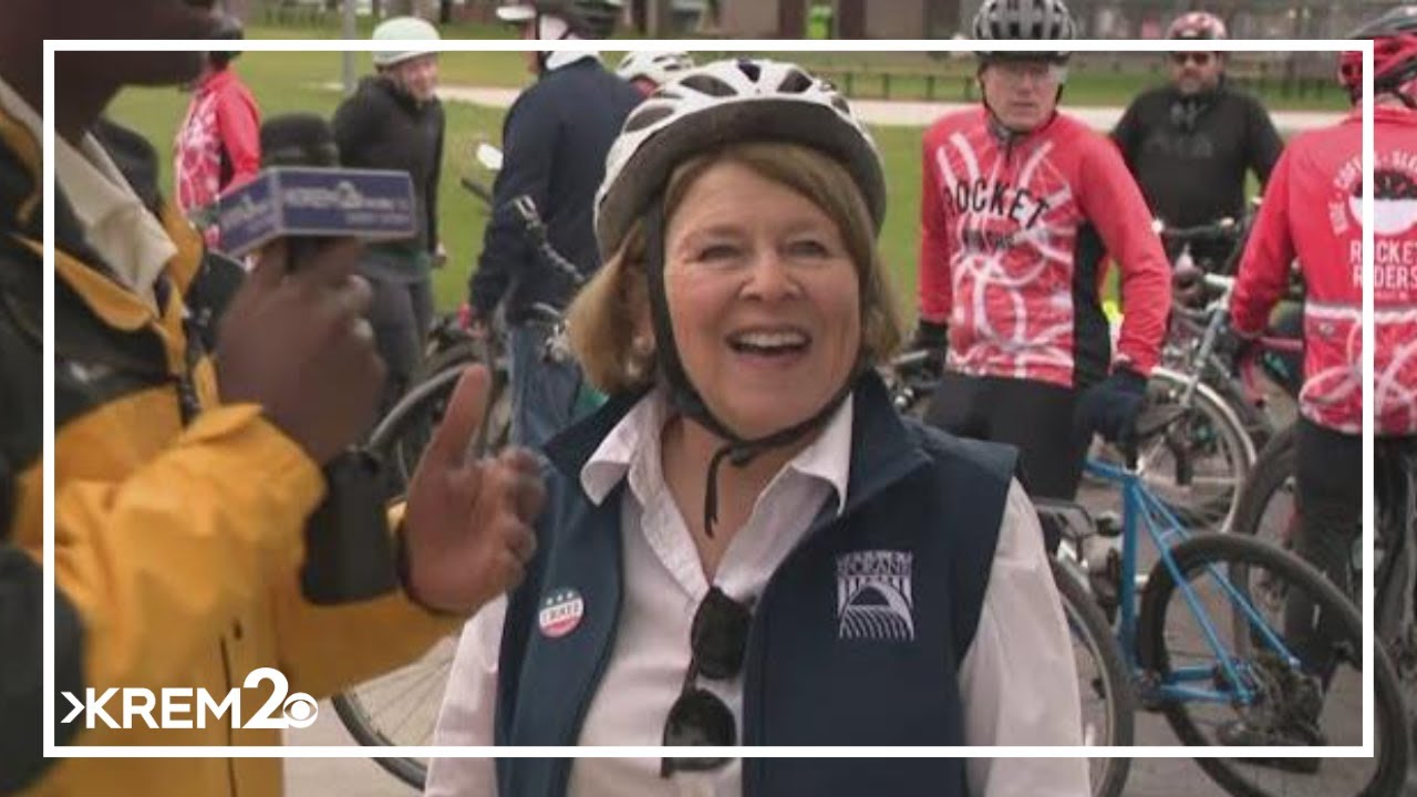 Spokane Mayor Lisa Brown speaks on National Bike to Work Day
