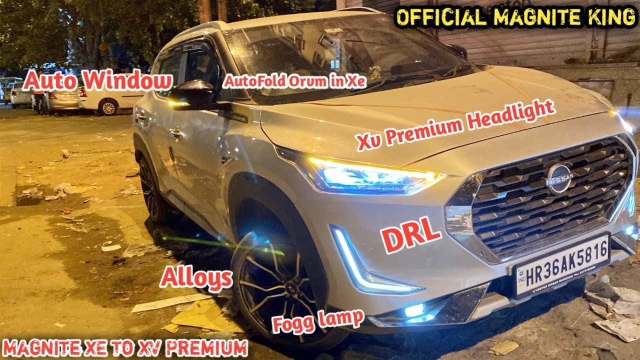 💥 2021 Nissan Magnite xe(base) Modified🔥 Autofold mirror in xe🔥 Drl🔥 Fogg lamp🔥Xv Premium light