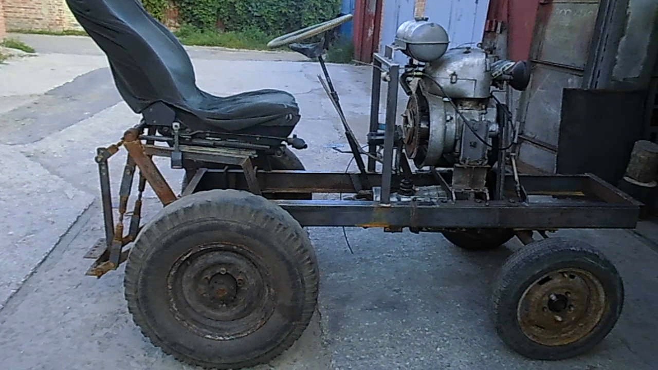 Как сделать самодельный трактор .Установка стартера