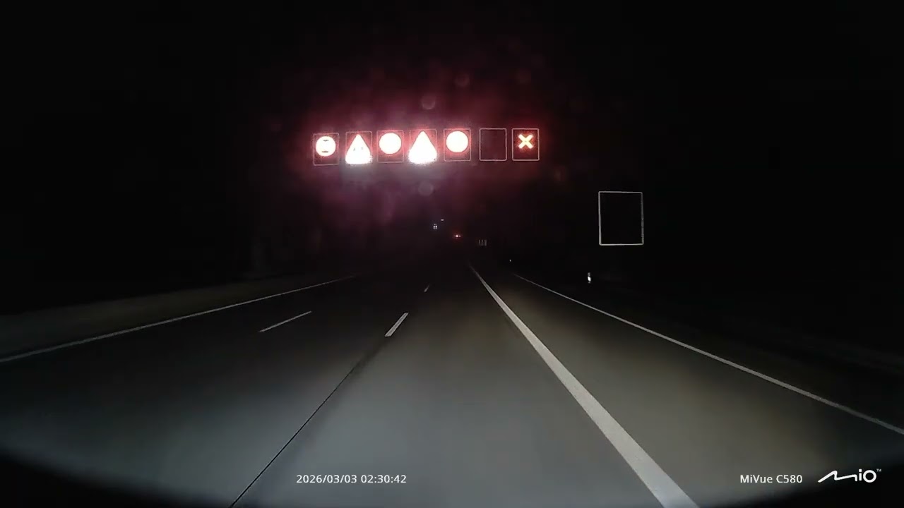 POV: Night Truck Driving Through Fog