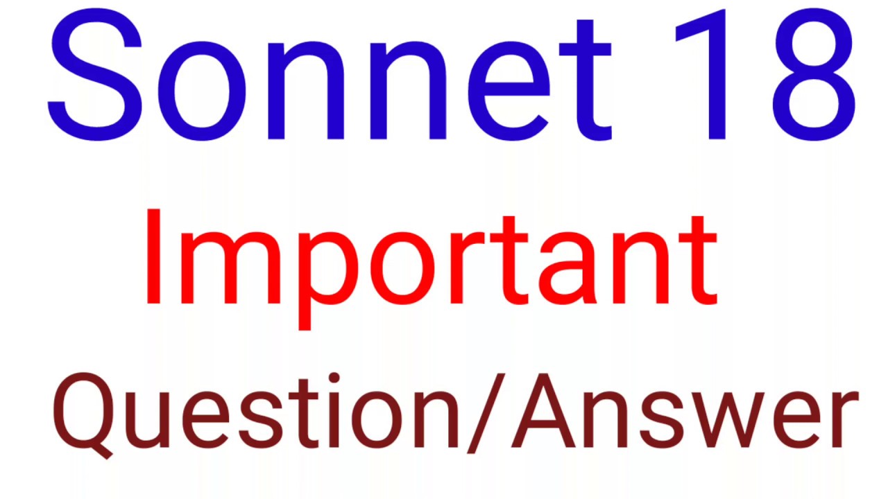 Sonnet 18 Important Question /Answer