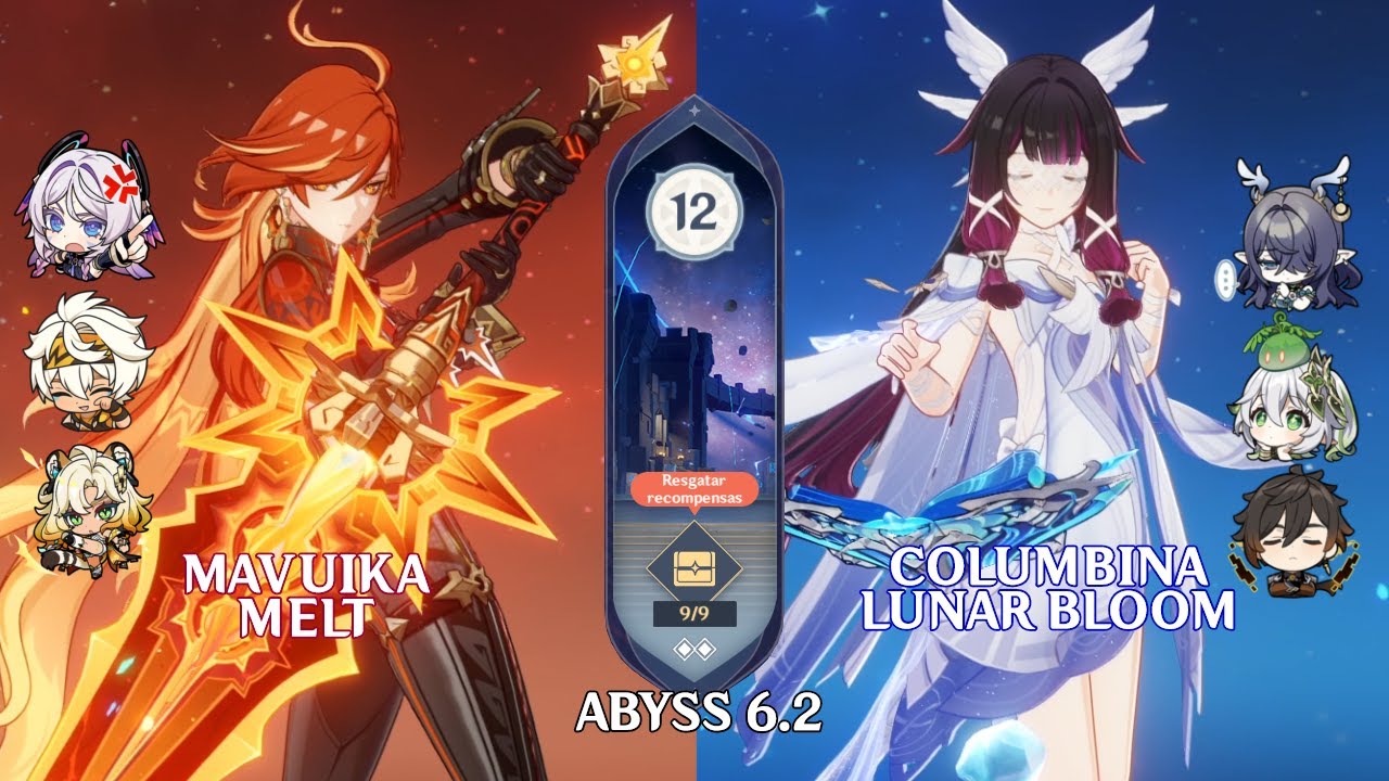 C0 Mavuika Melt & C0 Columbina Lunar Bloom | Genshin Impact Abyss 6.2 Floor 12 9 Stars