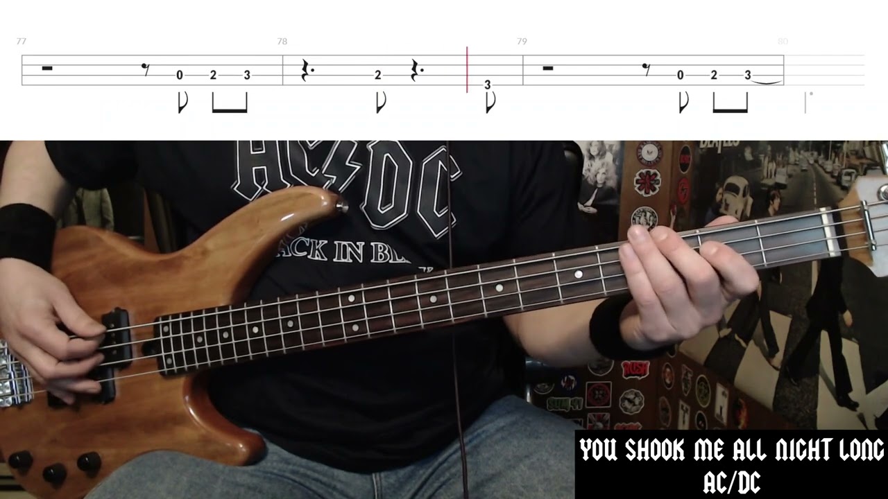 You Shook Me All Night Long by AC/DC - Bass Cover with Tabs Play-Along