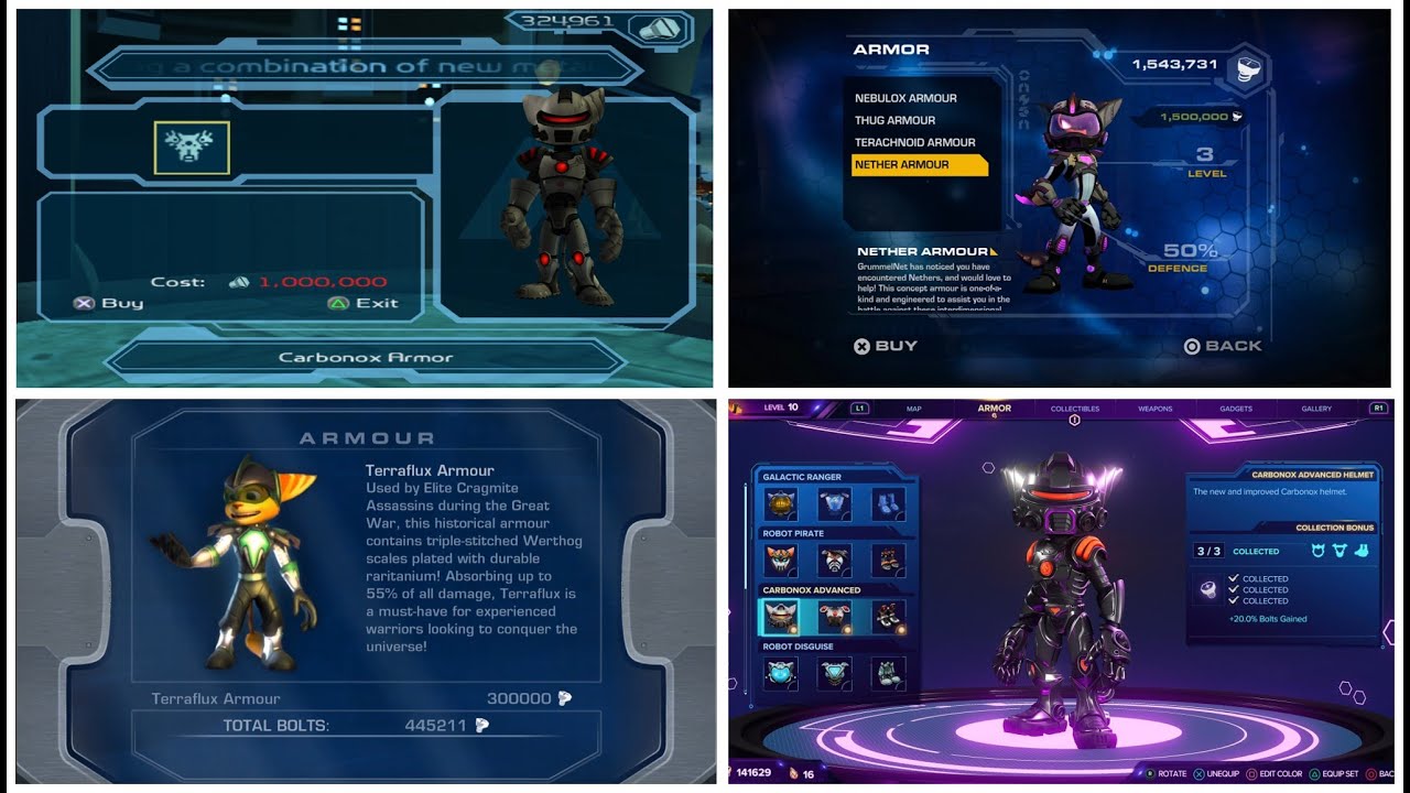 Ratchet & Clank - All Armour upgrades V1 (2003 - 2021)