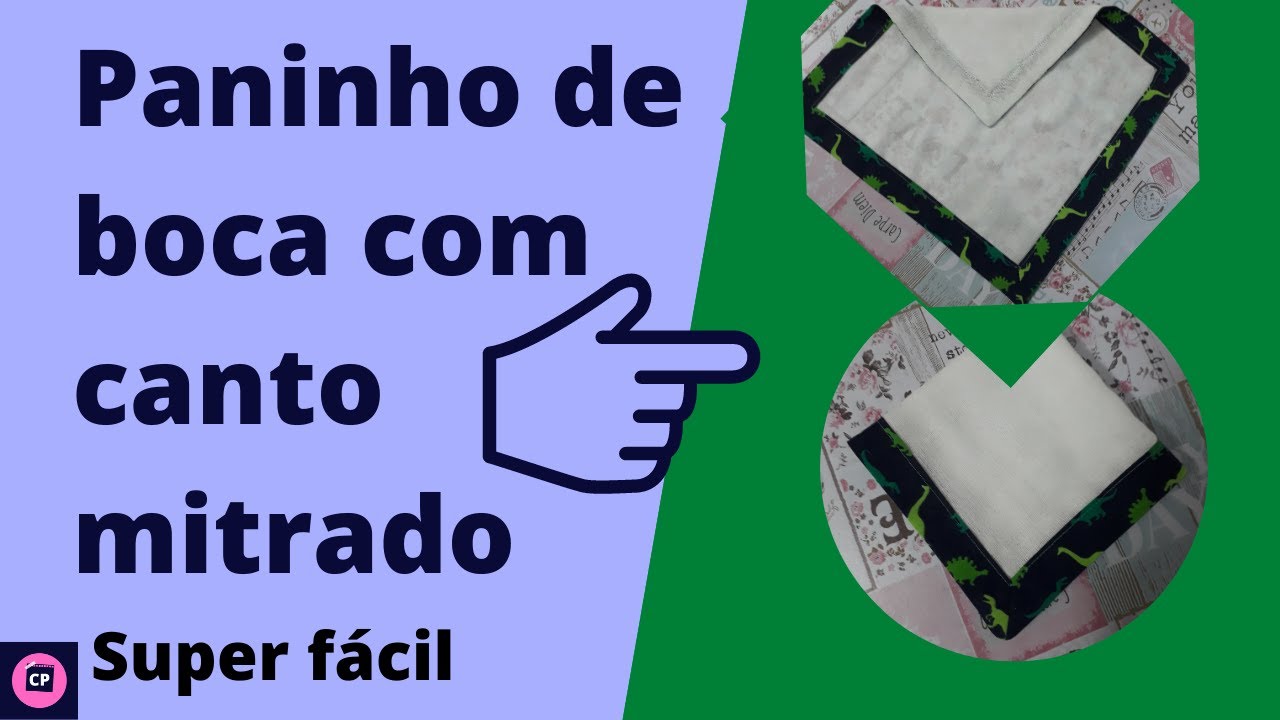 Paninho de boca com canto mitrado simples/costurando pano
