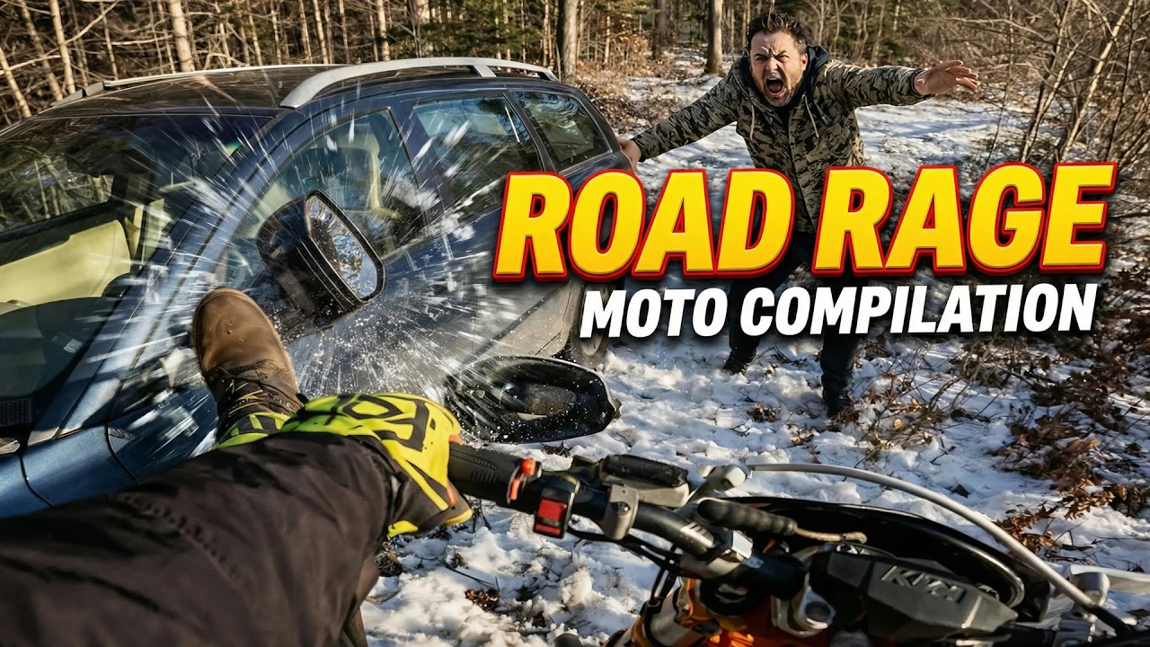 Безумные моменты с мотоциклами и агрессивные выходки на дороге, запечатленные на GoPro!
