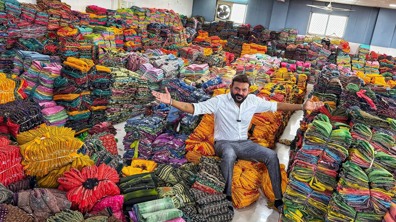साड़ी खरीदे सीधा फैक्ट्रीसे | 180 से लहँगा | 65 ₹ से कुर्ती | Sadi Factory Live