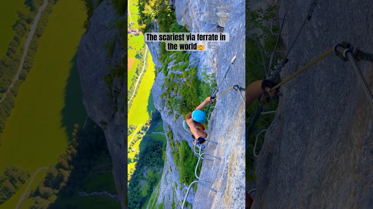 Epic Via Ferrata in Switzerland🇨🇭🤯#mountainhiking #swissalps #hiking #shorts
