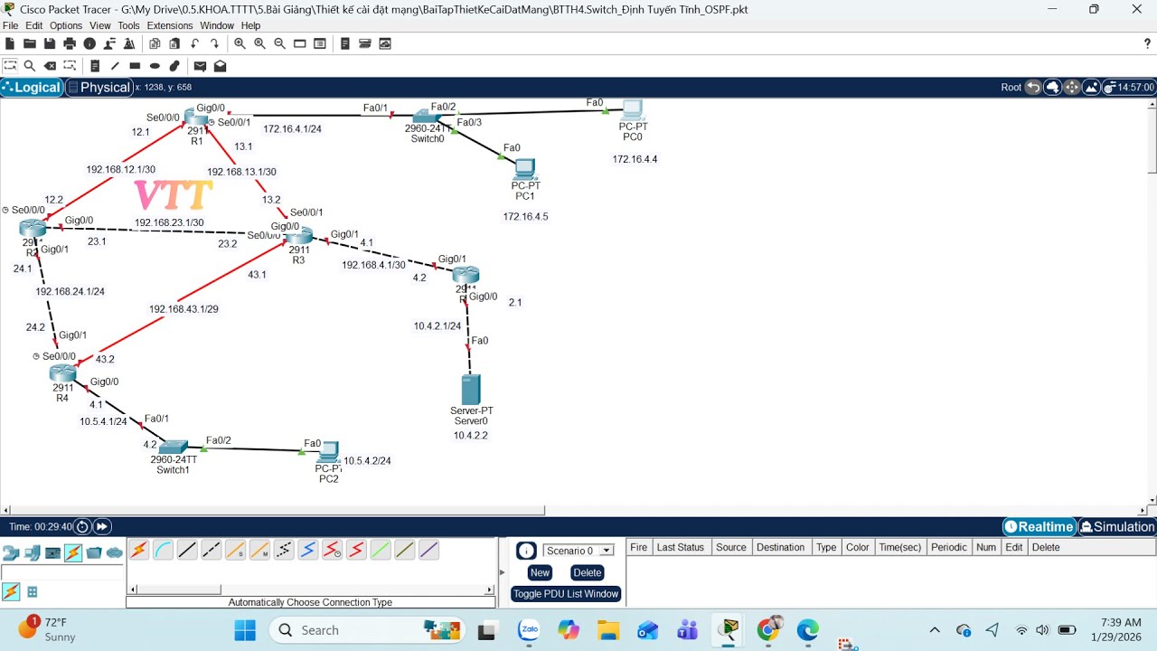 [LAB6] Cấu hình định tuyến OSPF. #OSPF #VTT #KGU #Router #PacketTracerCissco