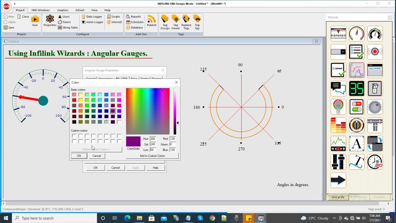 Infilink HMI : Angular Gauge Wizard