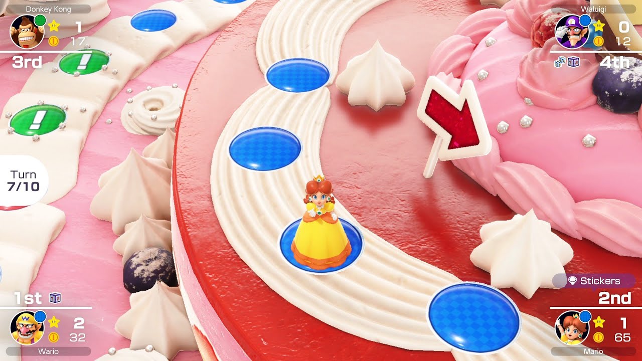Mario Party Superstars Peach's Birthday Cake Daisy vs Donkey Kong vs Waluigi vs Wario