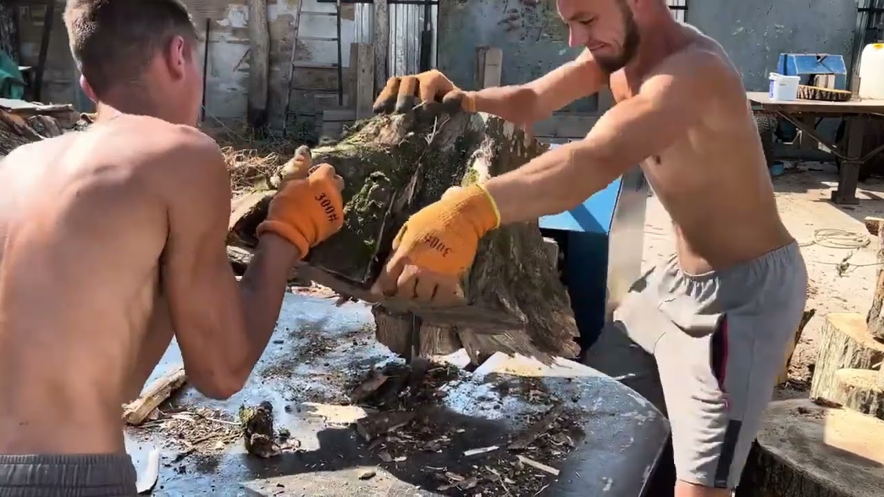 Massive Firewood Processing with a Powerful Machine