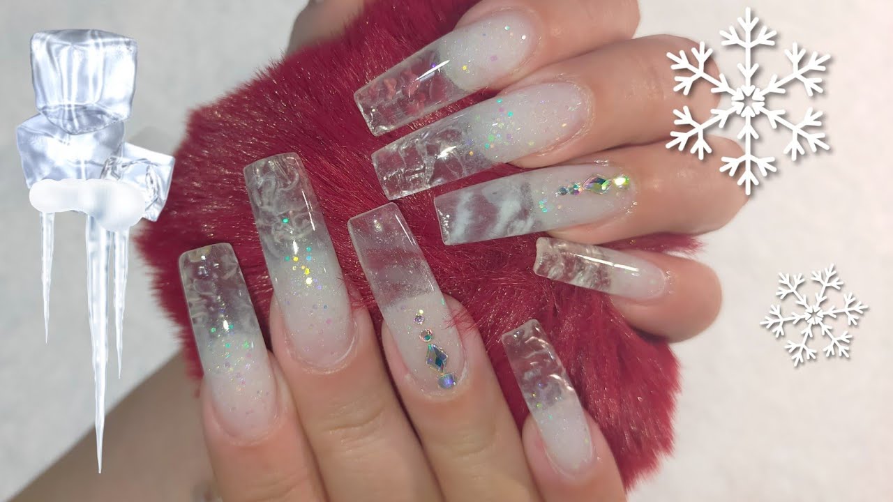 Uñas con efecto hielo/agua ❄️🥶