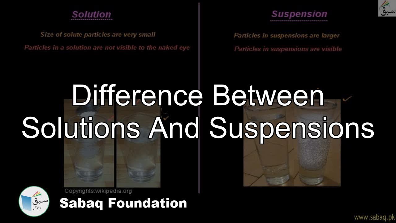 Difference Between Solutions And Suspensions, General Science Lecture | Sabaq.pk