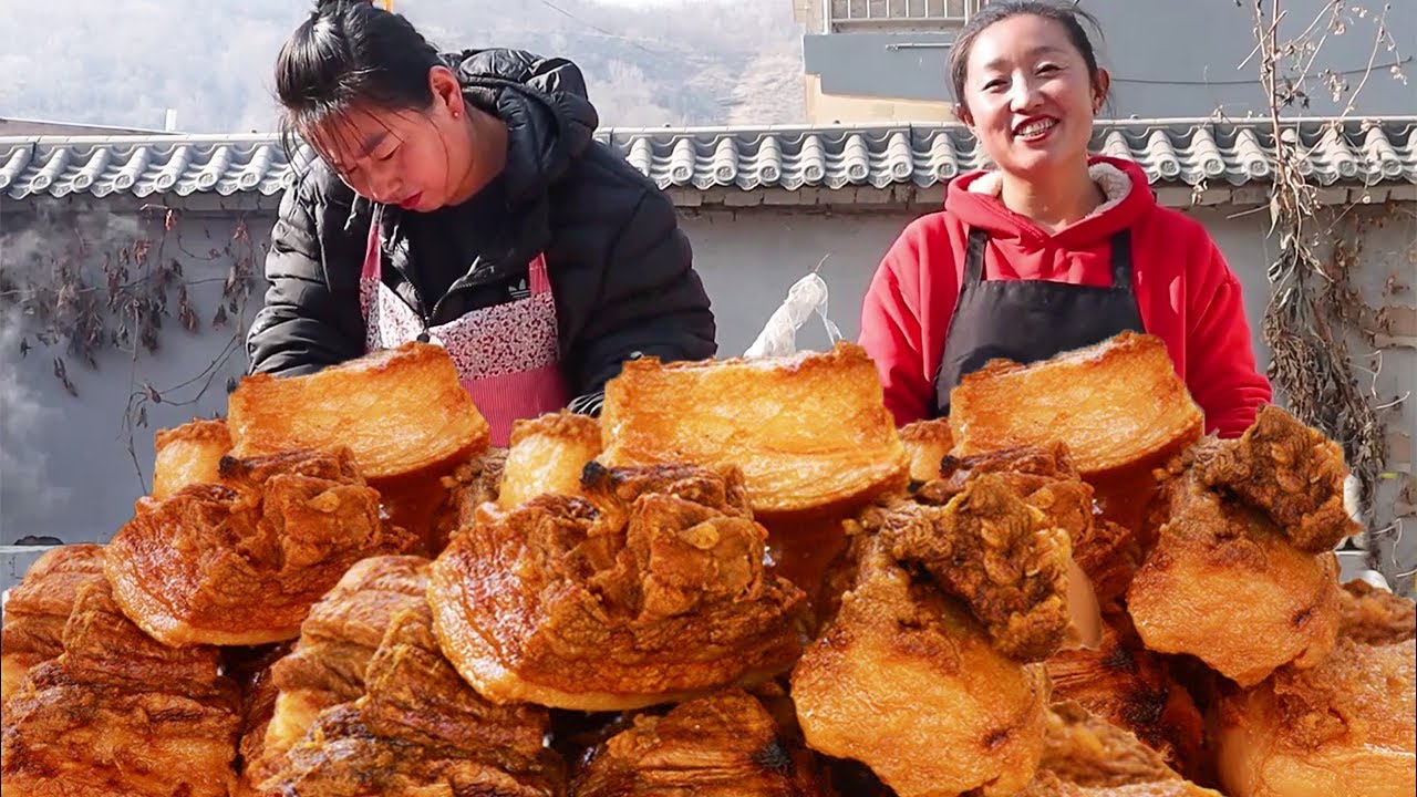 【合集】陕北农村传统美食腌猪肉！200斤年猪腌制香酥味美，一冬天都随时都有腌肉吃！【陕北改艳】