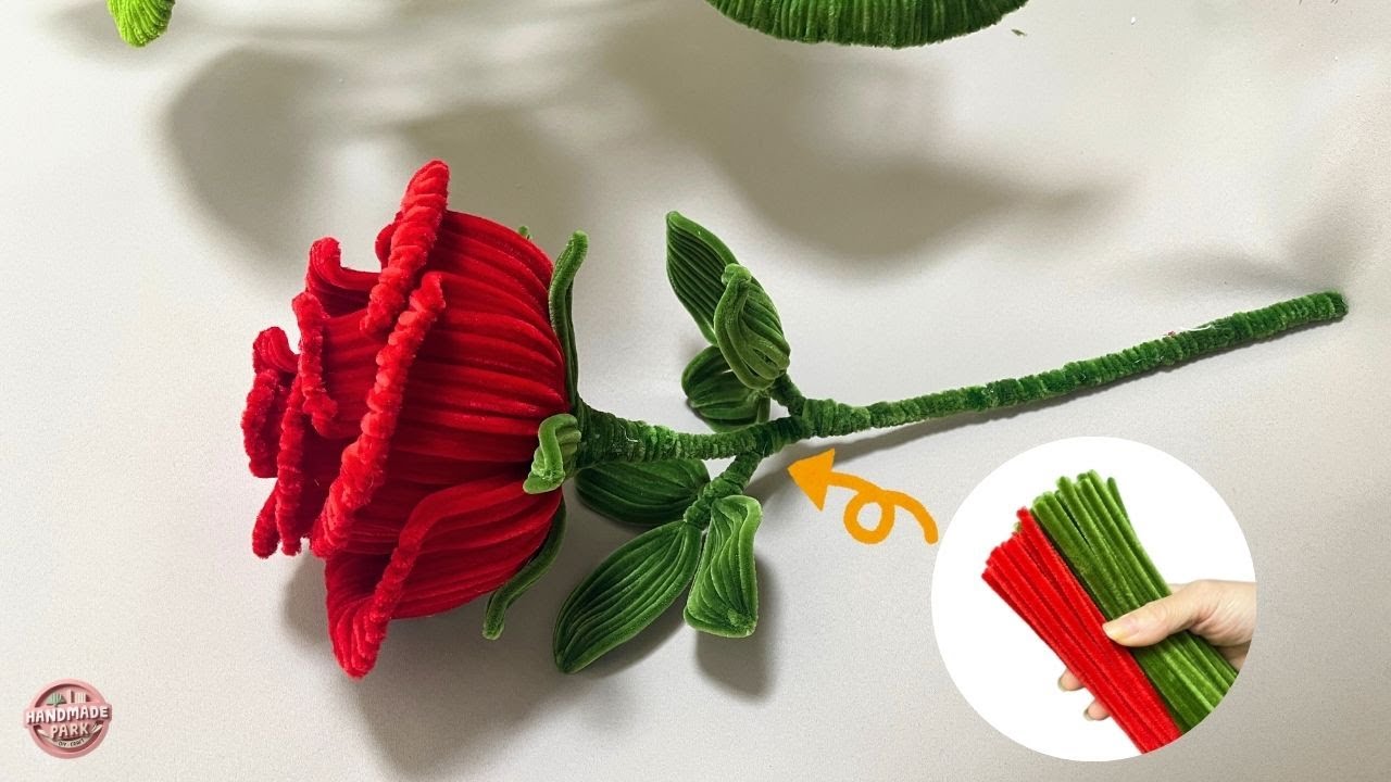 💓Pipe Cleaner Flower💓 How to make beautiful Giant Roses flower with Pipe Cleaner ( Fuzzy wire ) !