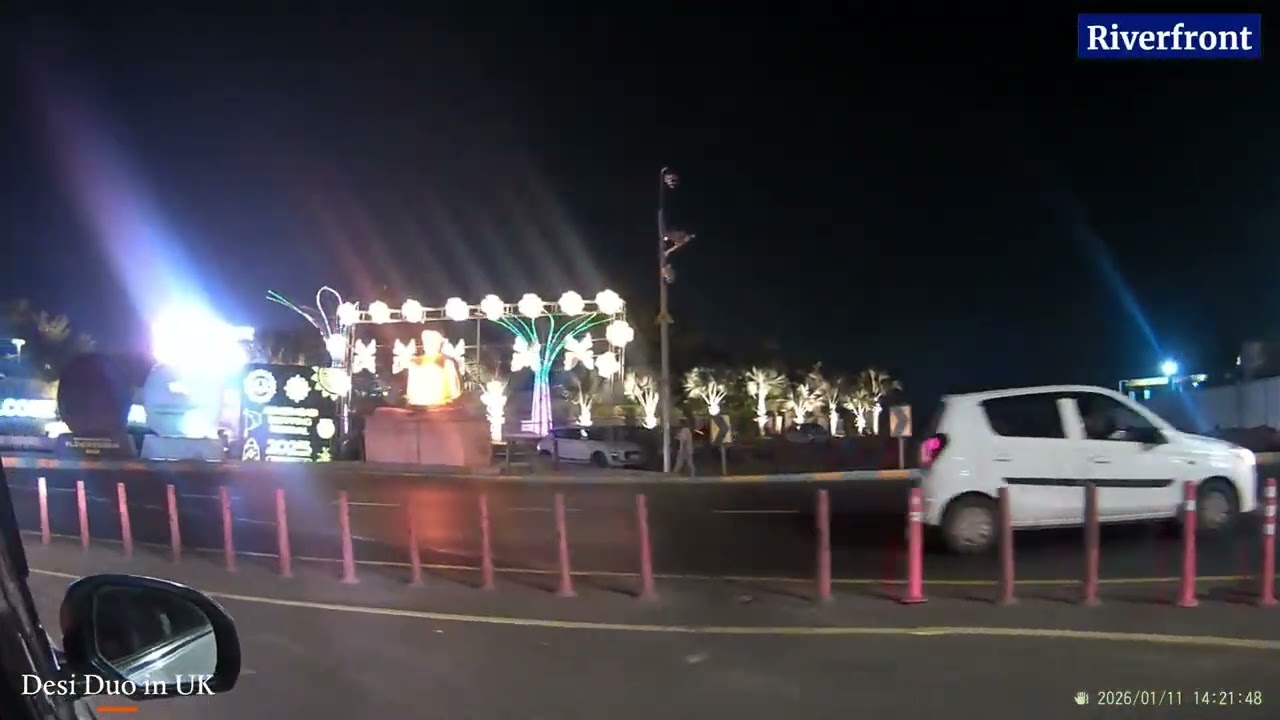Ahmedabad Night Drive: Airport to Riverfront | Beautiful Lights, Clean Streets & Scenic Views