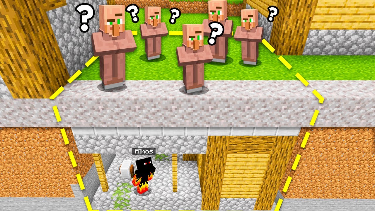 fiz uma casa embaixo da vila para trollar alde&otilde;es no minecraft