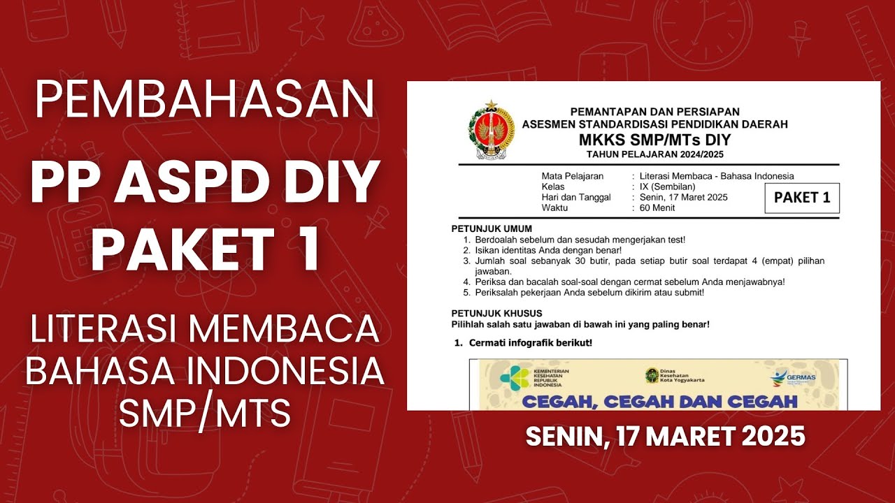 PP ASPD DIY 2025 PAKET 1 LITERASI MEMBACA BAHASA INDONESIA | #terbaru #hots #lulussekolah #aspd2025