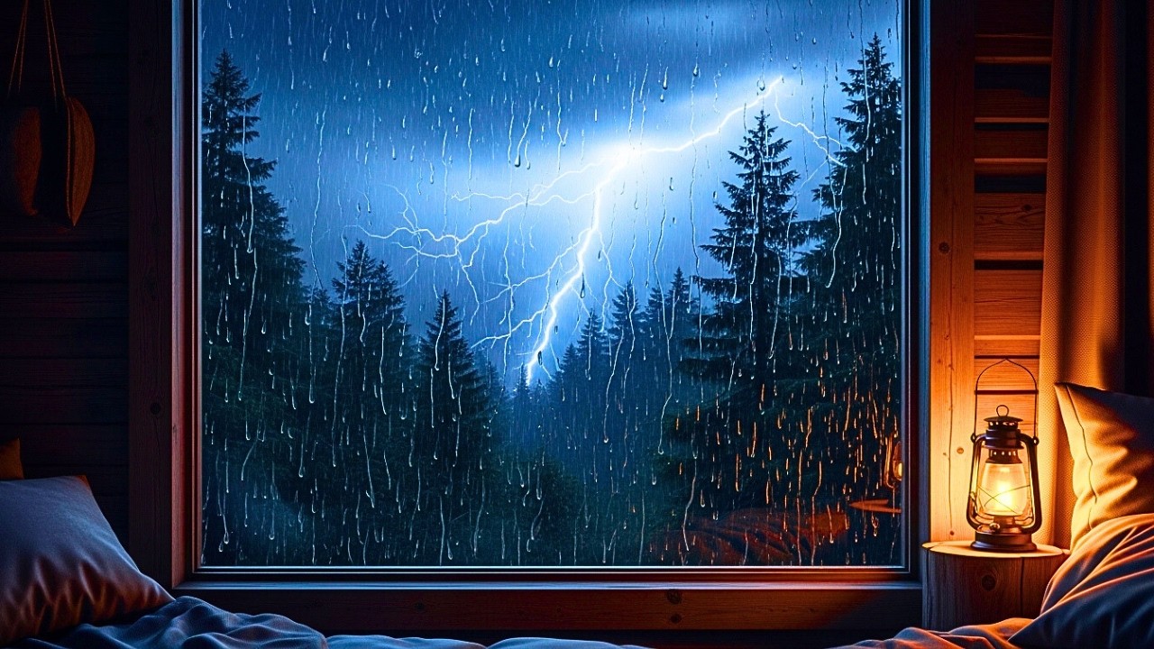 Sleeping in a Treehouse during Heavy Storm ⛈️ High Altitude Rain Sounds for Sleep