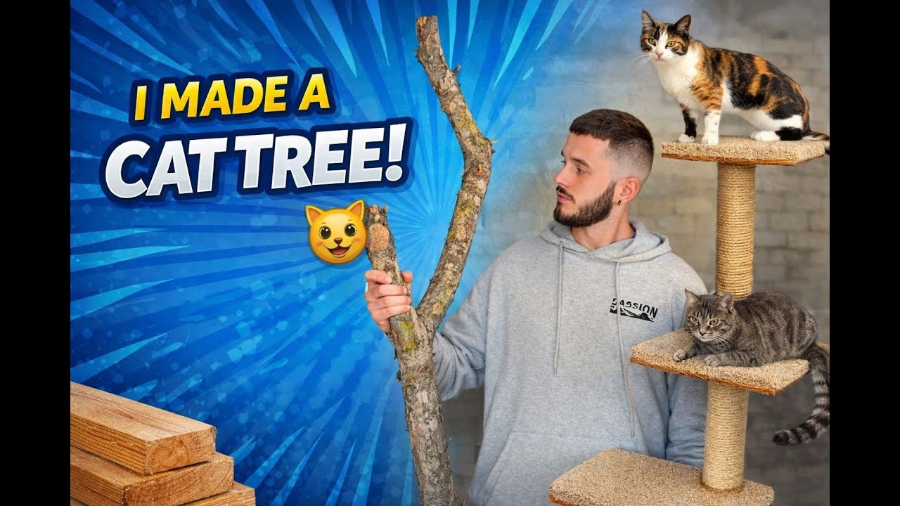 I Built a Cat Tree From a Real Wood Branch 🐱🌳