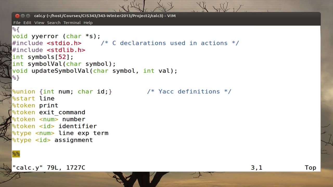 Part 02: Tutorial on lex/yacc.