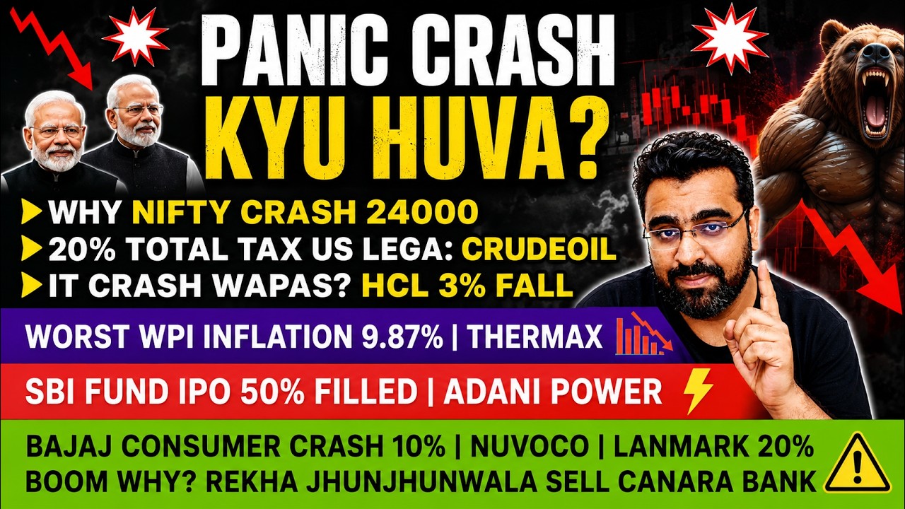 Why Nifty Crashed? | HCL Tech Falls 3% | SBI Fund IPO | Adani Power | Thermax | WPI Inflation