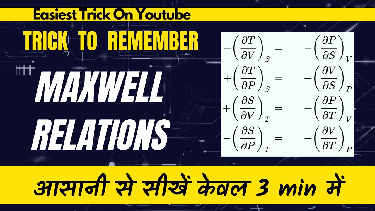 Trick To Remember Maxwell Relations || Thermodynamics Tricks For NEET || Chemistry Tricks #neet