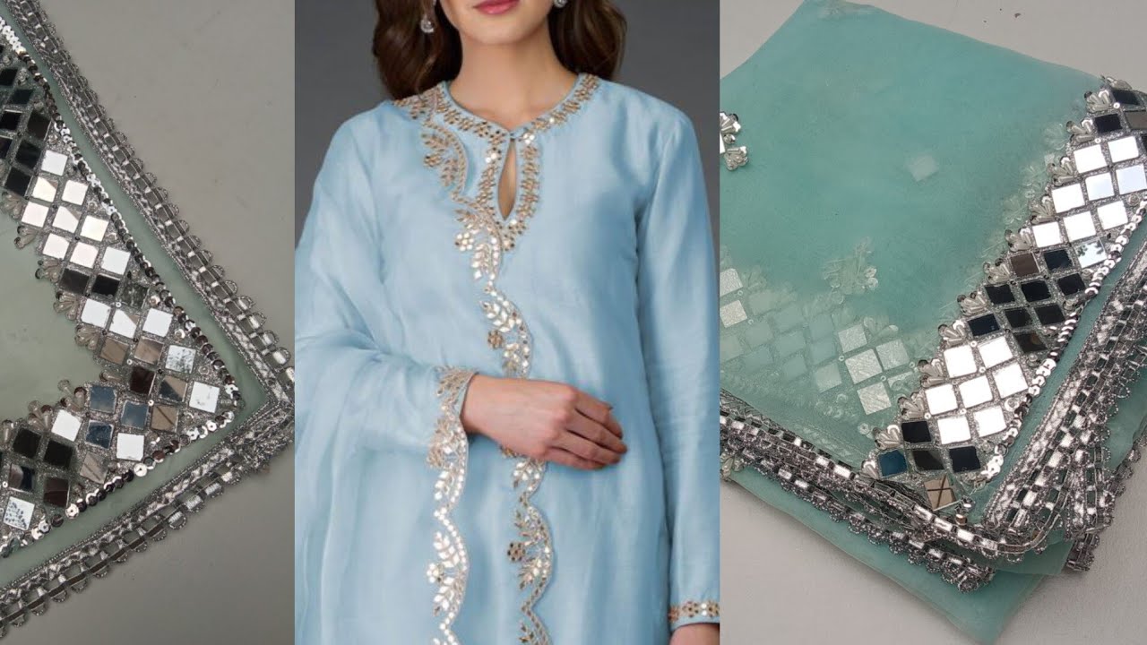 Mirror work Dupatta /Designer TrendingDupatta /most viral Dupatta design.