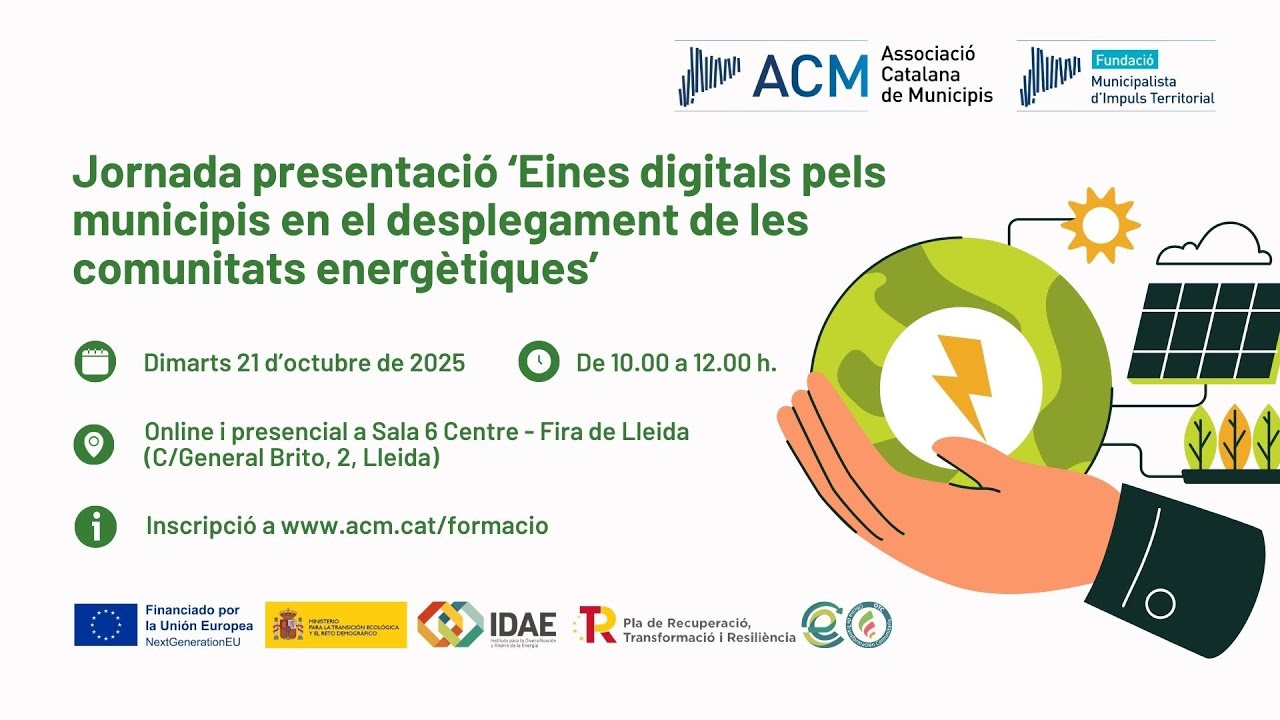Jornada Presentació ‘Eines digitals pelsmunicipis en el desplegament de lescomunitats energètiques’