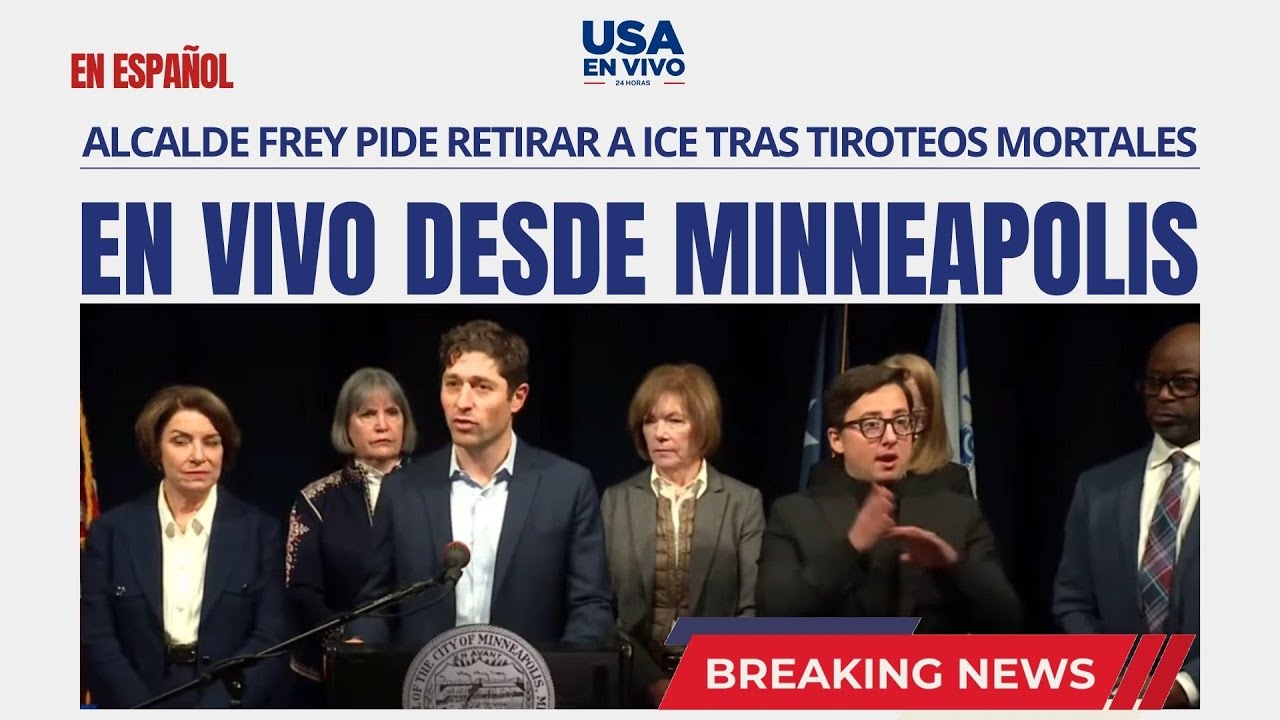 Alcalde de Minneapolis, Frey, ofrece una conferencia de prensa con los senadores Klobuchar y Smith